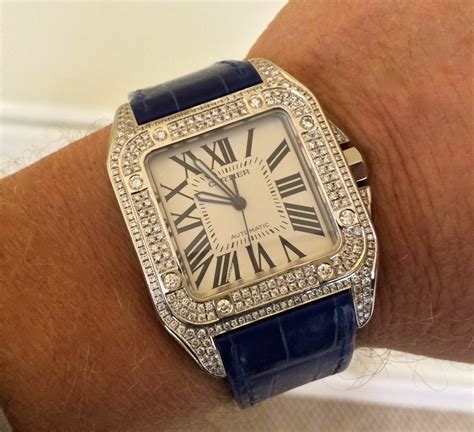 santos watch cartier|cartier santos 100 diamond bezel.